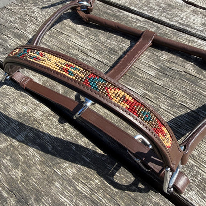 FMH - Havana lederen halster met kraaltjes ‘Beaded Bronco Nature’