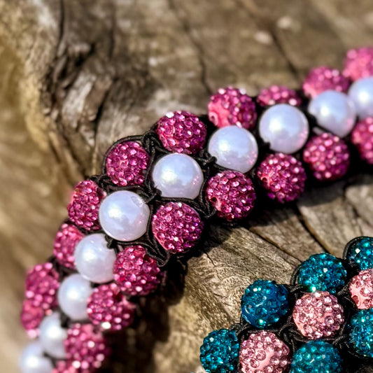 Wishbands by Jolien - Knotband "Pink Princess" roze/parel