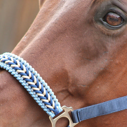 Handmade horse halters - Knotted halter ‘Blue Jeans’ dark blue/light blue