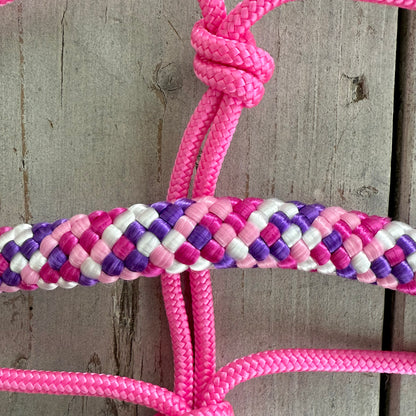 Touwhalsterverkoop - Tauhalfter Set Reithalfter + Zügel 'Country Girl' rosa/lila-Mix