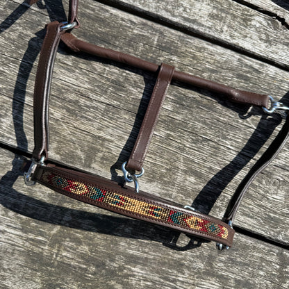 FMH - Havana lederen halster met kraaltjes ‘Beaded Bronco Nature’