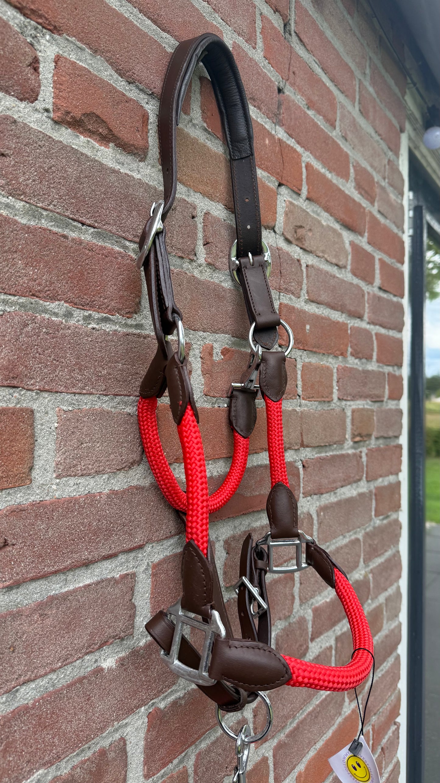 FMH - Havana lederen halsterset met gekleurd touw incl. halstertouw ‘Red Heritage’