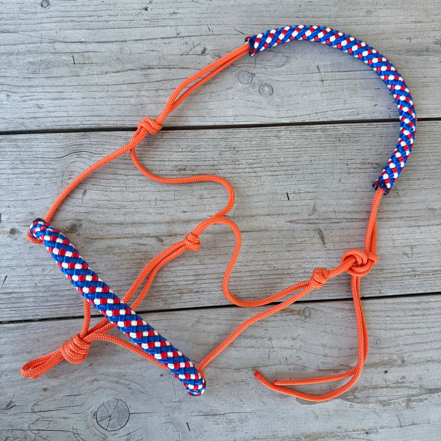 Het Paardenatelier - Touwhalster met neus- en kopstuk ‘Viva Hollandia’ oranje/ rood/ wit/ blauw
