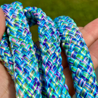Touwhalsterverkoop - Tauhalfter Set Reithalfter + Zügel + Halsschlaufe 'Mermaid' lila/blau Mix