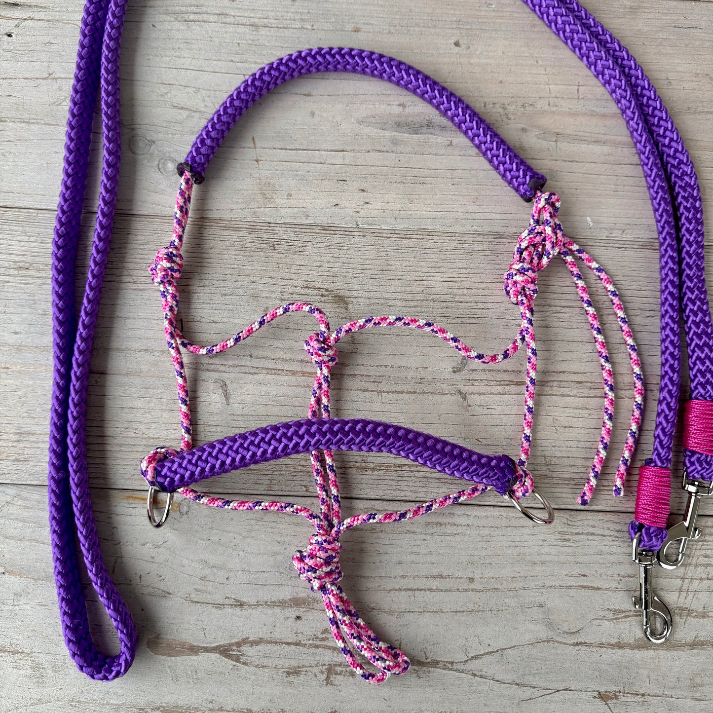 Rope halter sale - Single rope halter or riding halter + reins set 'Purple Dream' purple mix/purple