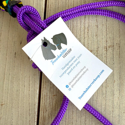 Rope halter sale - Rope halter set riding halter + reins 'Disco dip' purple/ rainbow
