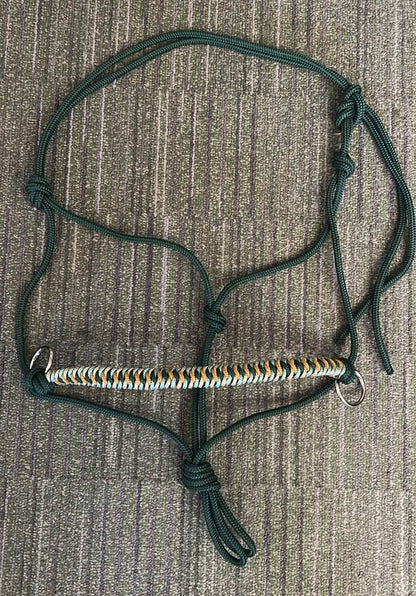 THV07 - Touwhalsterverkoop - Touwhalster set groen/mint/beige/camel halster met sidepullringen PONY (++)