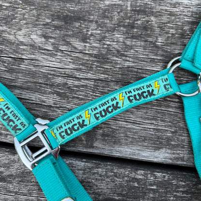 FMH - Nylon turquoise halster ‘Fast as F*CK’