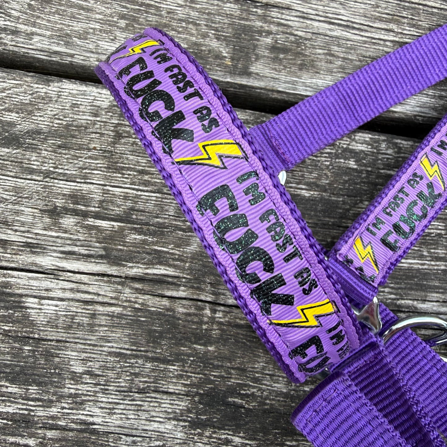 FMH - Nylon paars halster ‘Fast as F*CK’