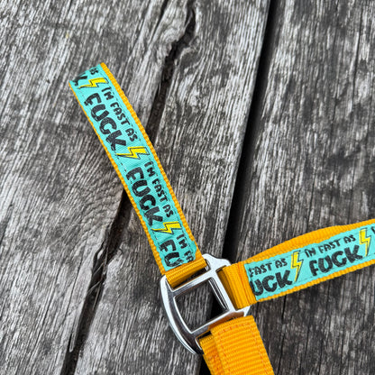 FMH - Nylon geel halster ‘Fast as F*CK’