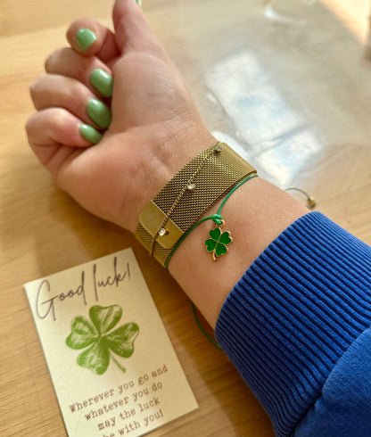 FMH - Armbandje Gelukshanger groen klavertje vier