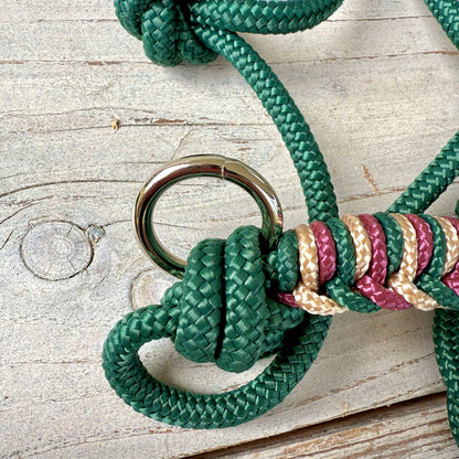 Rope halter sale - Rope halter set riding halter + reins 'In the Woods' dark green/ beige