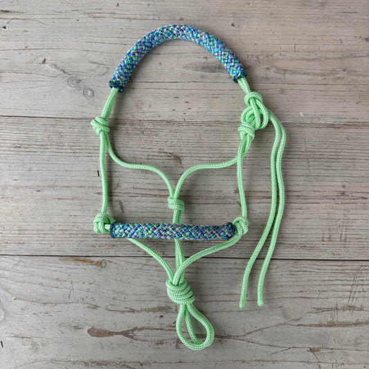 OP=OP - Rope halter sale - SHET Loose rope halter 'Minty Mermaid' mint/blue mix