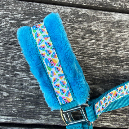 Happy Halsters - Regenboog Poepie halster Turquoise blauw FULL