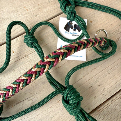 Rope halter sale - Rope halter set riding halter + reins 'In the Woods' dark green/ beige