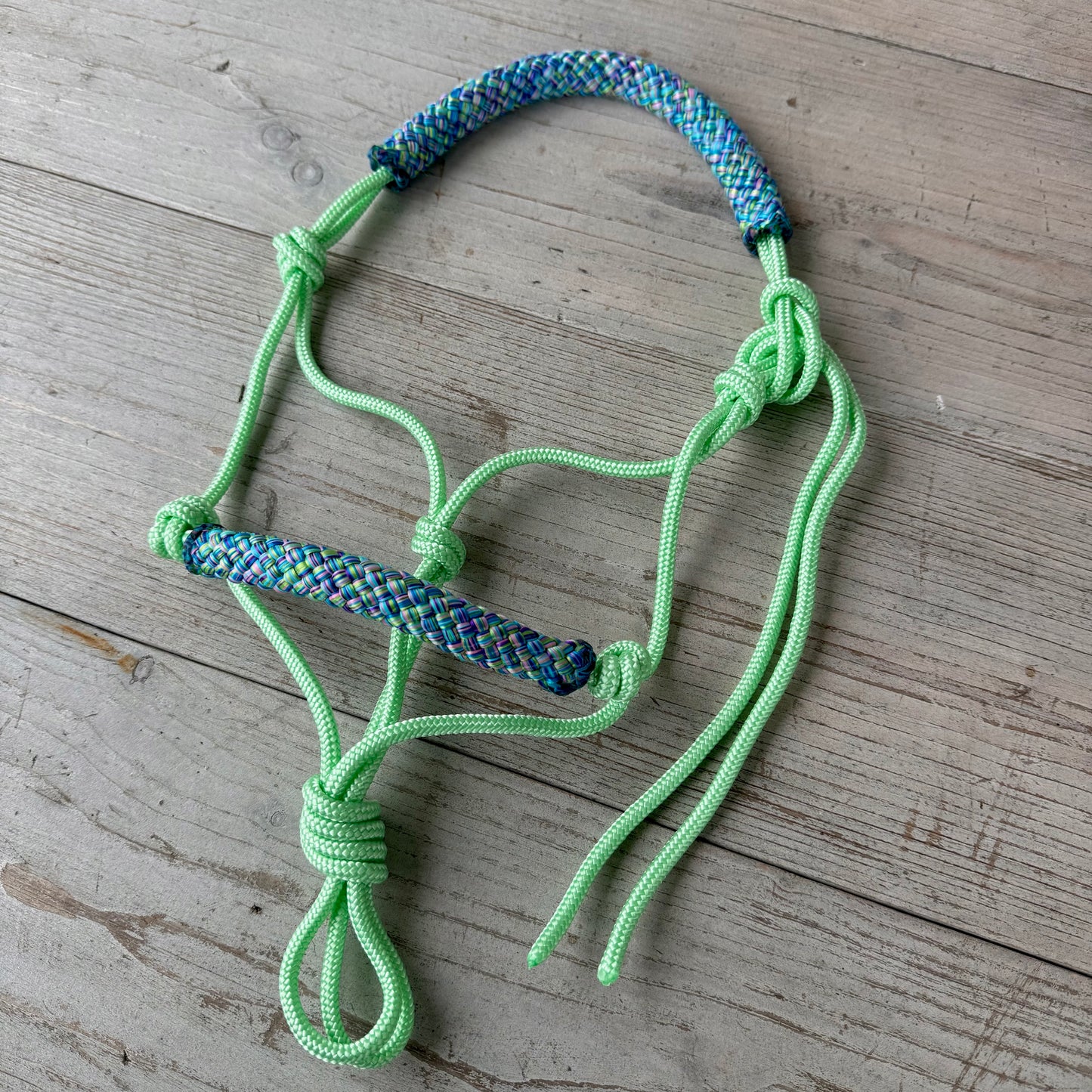 OP=OP - Touwhalsterverkoop - SHET Los touwhalster 'Minty Mermaid' mint/blauwmix