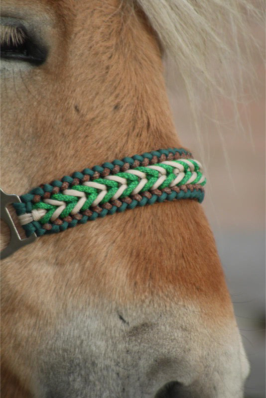 Handgemaakte paardenhalsters - Geknoopt halster ‘Forest Gem’ Groen