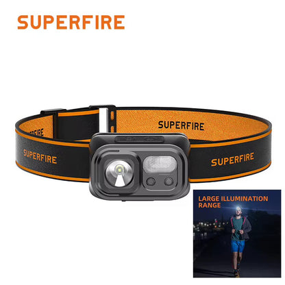 FMH - SUPERFIRE oplaadbare, sterke (120M) LED Hoofdlamp met grote batterijcapaciteit en bewaardoosje
