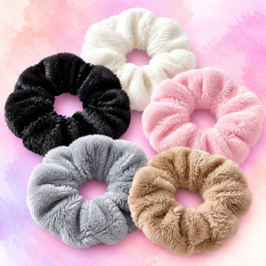 FMH - Soft Fluffy Scrunchie elastiek dressuurknot knotband (div. kleuren)