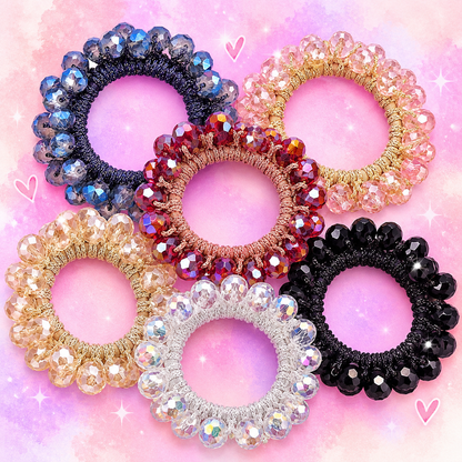 FMH - Crystal Beads Elastiek dressuurknot (div. kleuren)