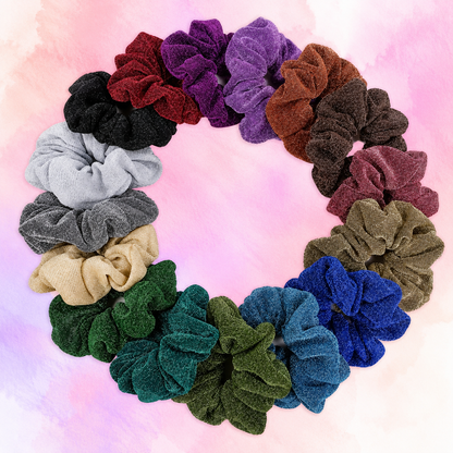 FMH - Scrunchie met subtiele glitter voor dressuurknot (div. kleuren)