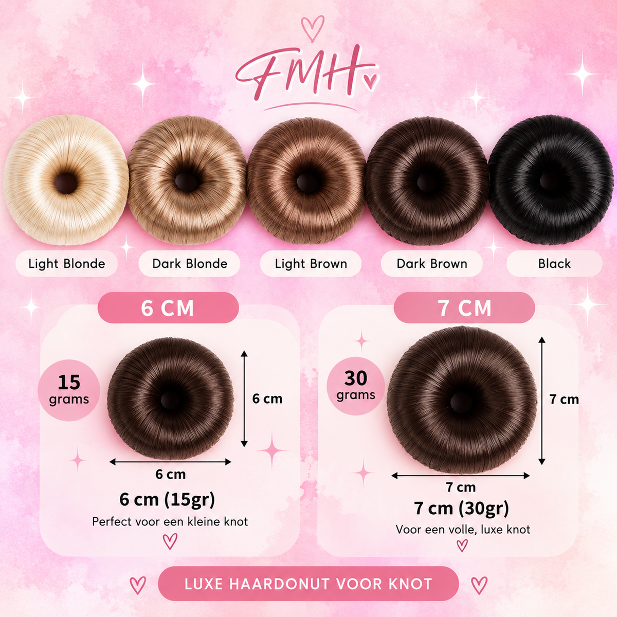 FMH - Haardonut met nephaar voor dressuurknot (div. kleuren en maten)