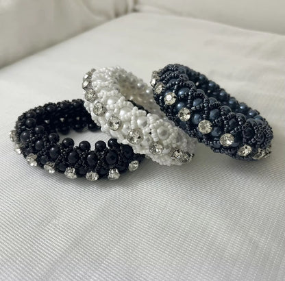 FMH - Classic Pearl luxe knotband met parelkralen en strass (div. kleuren)