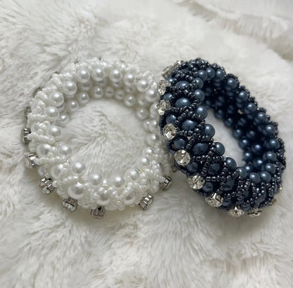 FMH - Classic Pearl luxe knotband met parelkralen en strass (div. kleuren)