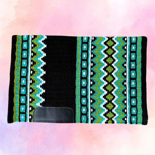 SB045 - Western oversized showblanket A - Zwart, groen, turquoise