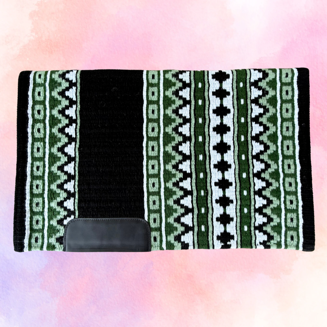 SB046 - Western oversized showblanket A - Zwart, groen, olijf