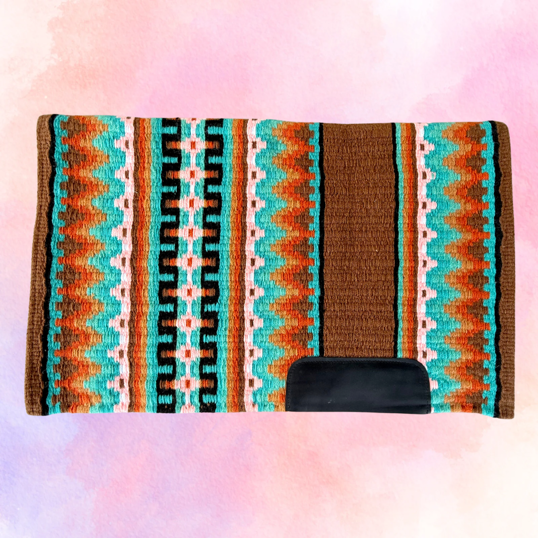SB048 - Western oversized showblanket A - Camel, turquoise, oranje