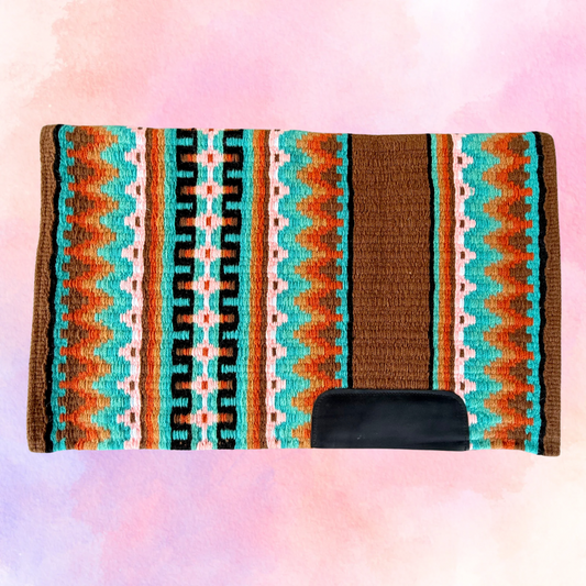 SB048 - Western oversized showblanket A - Camel, turquoise, oranje