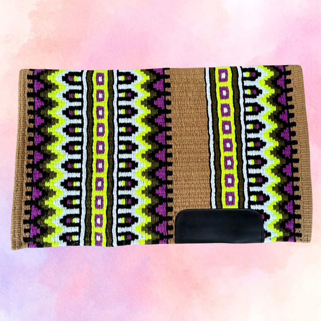 SB049 - Western oversized showblanket A - Camel, neon lime, paars