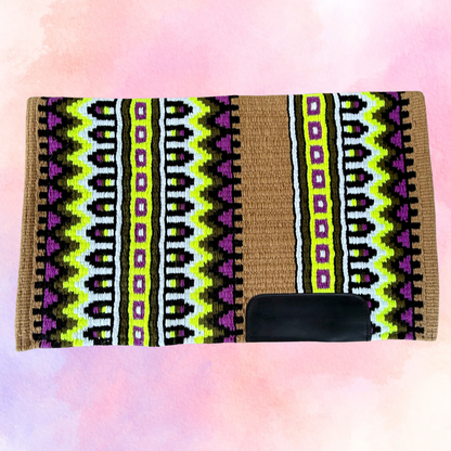 SB049 - Western oversized showblanket A - Camel, neon lime, paars