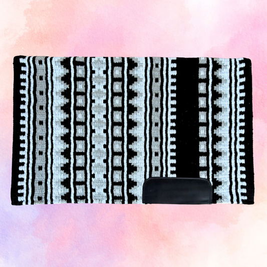 SB052 - Western oversized showblanket A - Zwart, zilver, wit