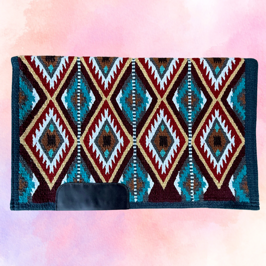 SB054 - Western oversized showblanket A - Zeeblauw, turquoise, rood