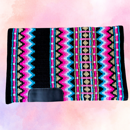 SB059 - Western oversized showblanket A - Zwart, roze, lichtblauw