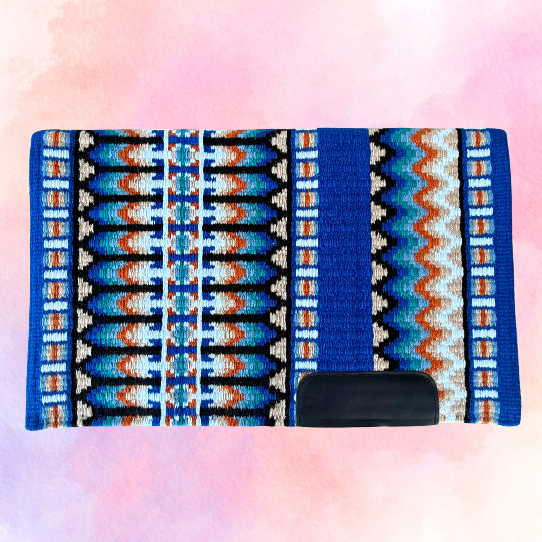 SB065 - Western oversized showblanket A - Blauw, oranje, crème