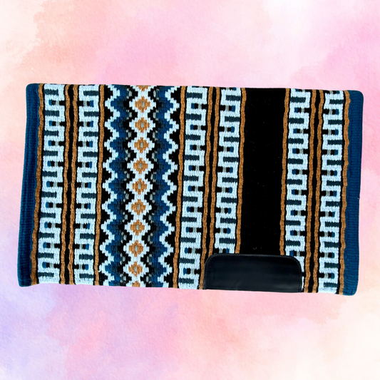 SB067 - Western oversized showblanket A - Zeeblauw, camel, zwart