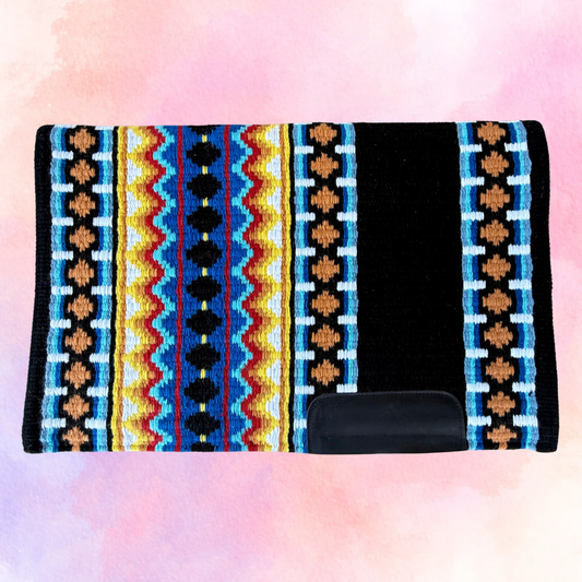 SB068 - Western oversized showblanket A - Zwart, blauw, geel