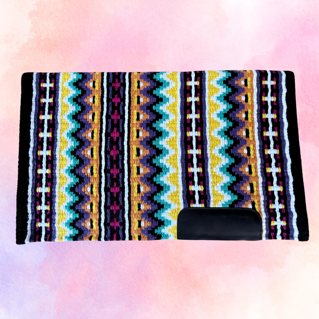 SB069 - Western oversized showblanket A - Zwart, paars, geel, mint