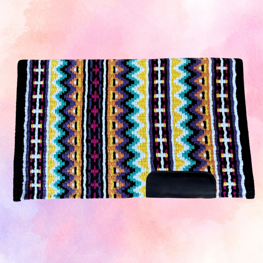 SB069 - Western oversized showblanket A - Zwart, paars, geel, mint