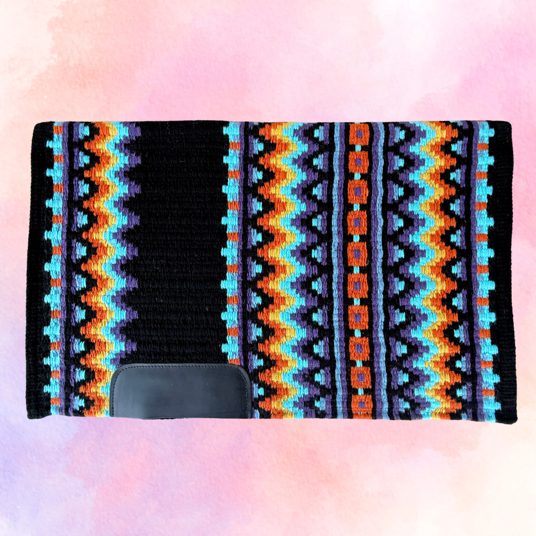 SB070 - Western oversized showblanket A - Zwart, mint, paars, oranje