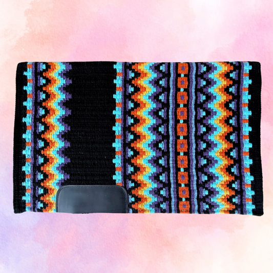 SB070 - Western oversized showblanket A - Zwart, mint, paars, oranje