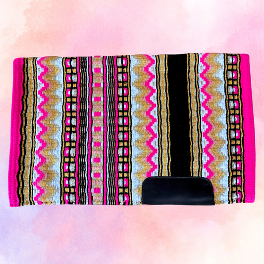 SB072 - Western oversized showblanket A - Neon roze, goud, wit