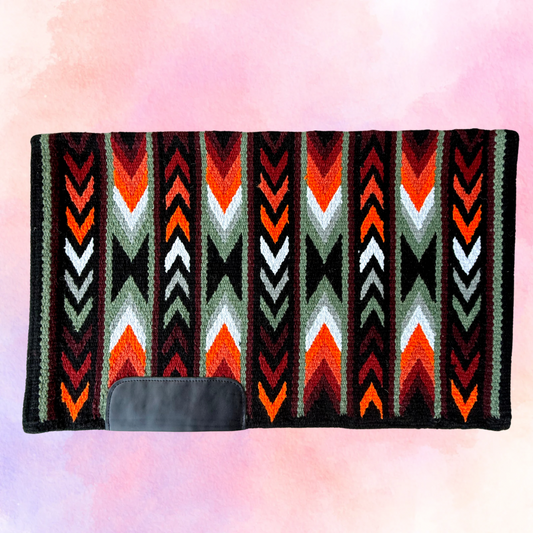 SB074 - Western oversized showblanket A - Zwart, oranje, olijf