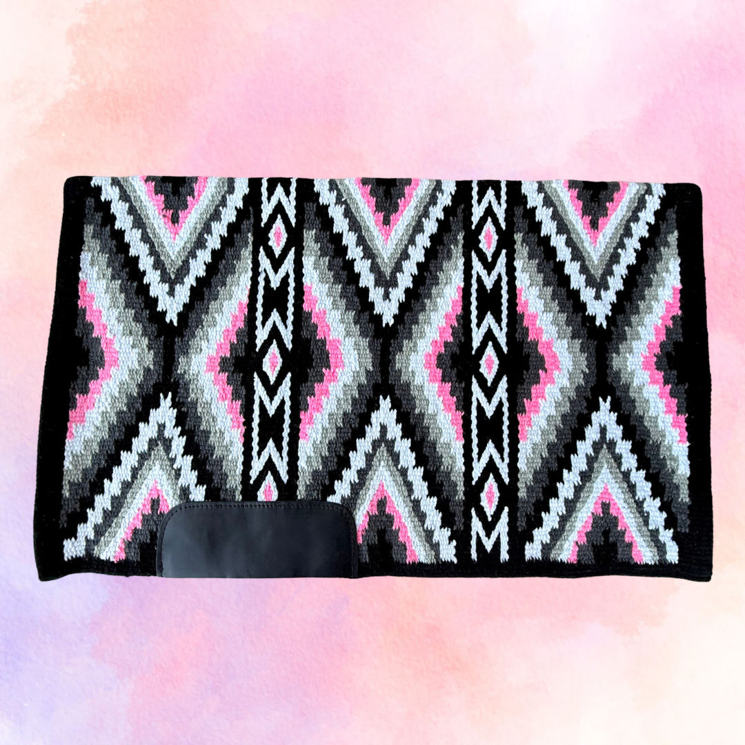 SB075 - Western oversized showblanket A - Zwart, roze, grijs