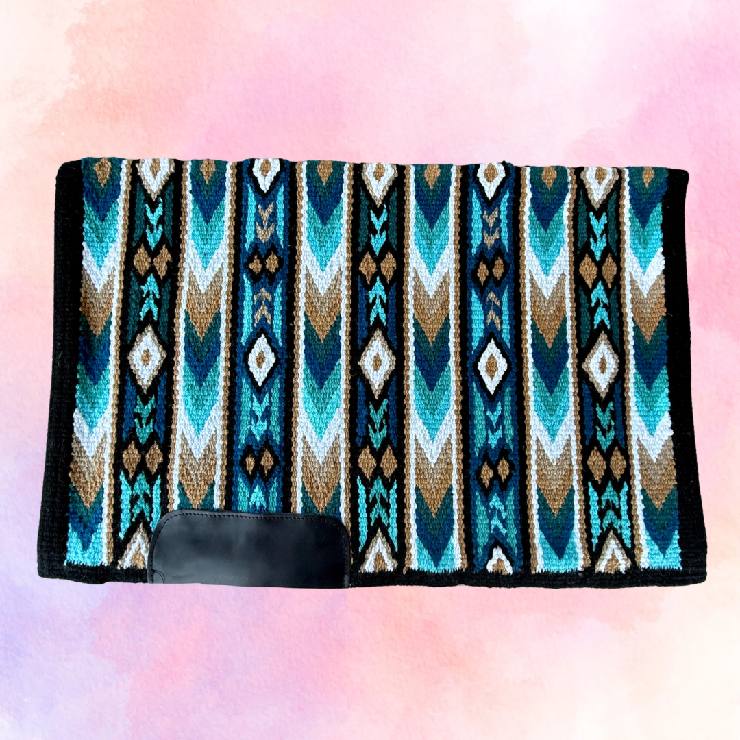 SB076 - Western oversized showblanket A - Zwart, blauw, taupe