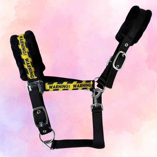 Happy Halsters - Zwart Warning halster (bont)