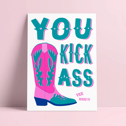 Studio Inktvis - Greeting card You kick ass Turquoise